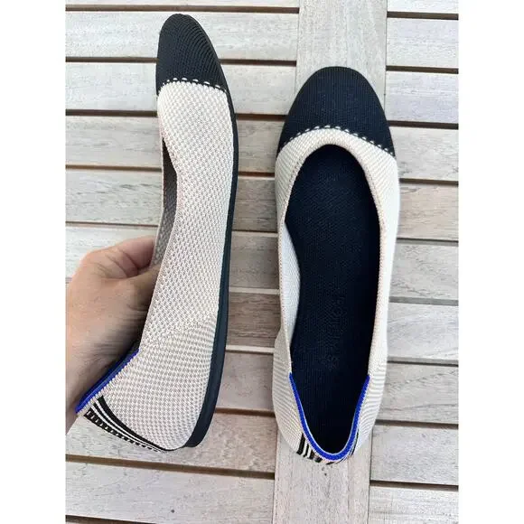 Rothys Tuxedo The Square Slip On Ballet Flat Shoes Size 9.5 / Excellent - Picture 3 of 14